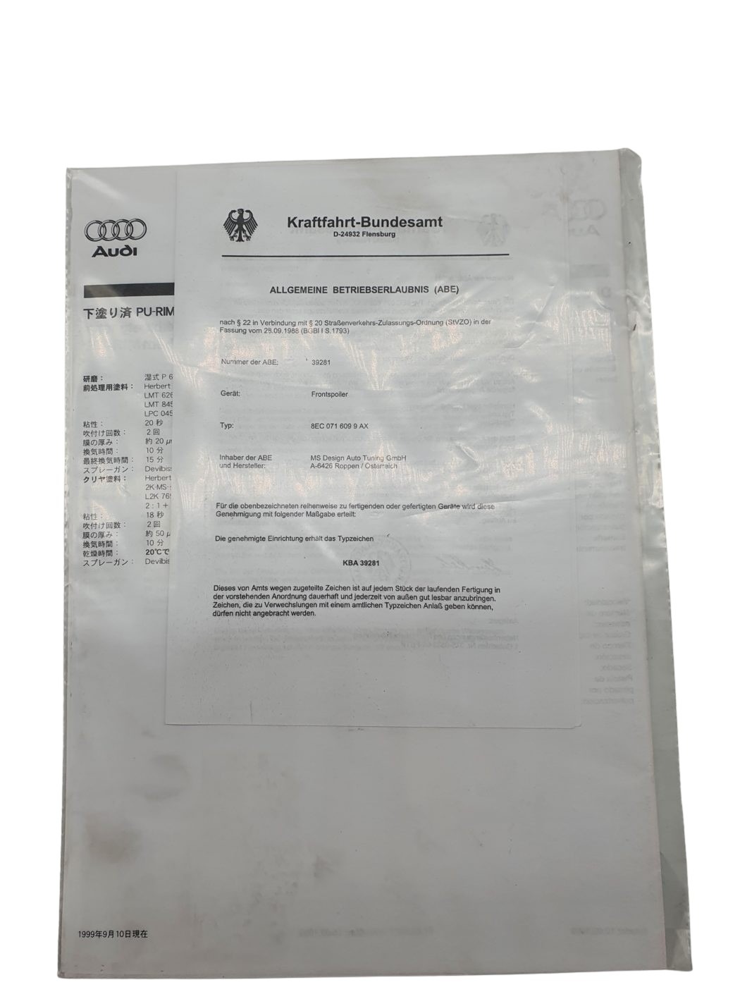 8EC071609 Audi A4 B7 Blenden für die Frontschürze Grundiert Neu – Bild 4