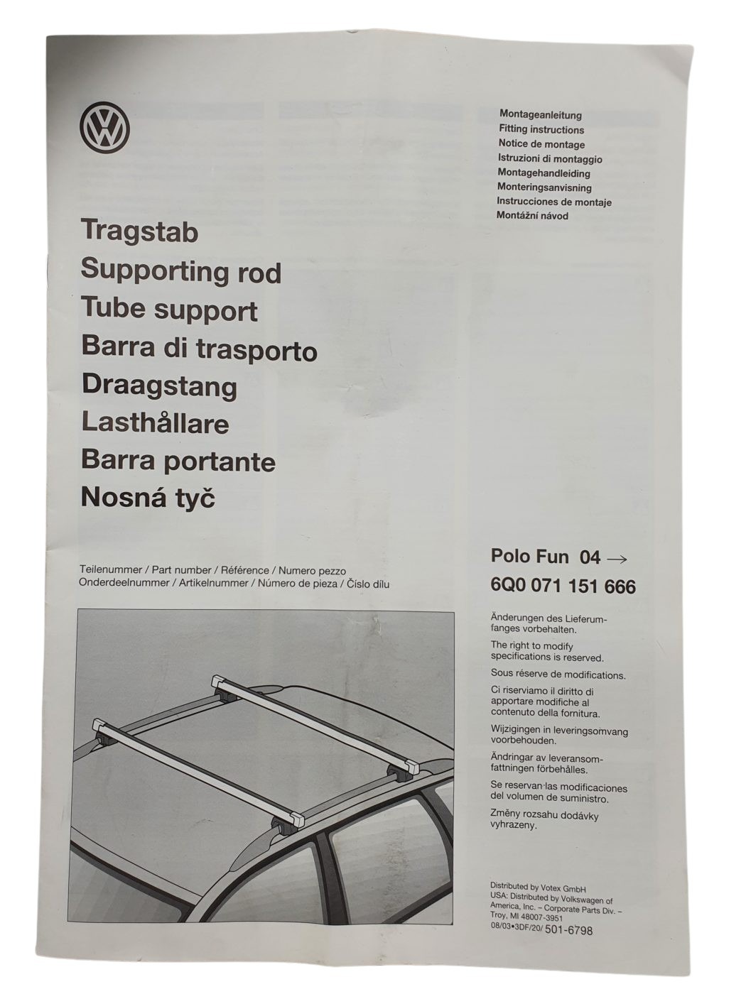 6Q0071151666 VW Polo 9N Fun Grundträger Dachträger Silber Neu – Bild 3