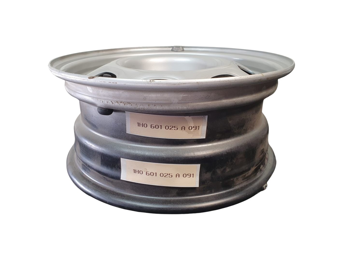 1H0601025A 091 VW Golf 2/3 Vento Stahlfelge Chromfarben 5 1/2 x 13 Zoll ET38, LK 4x100 Neu – Bild 4
