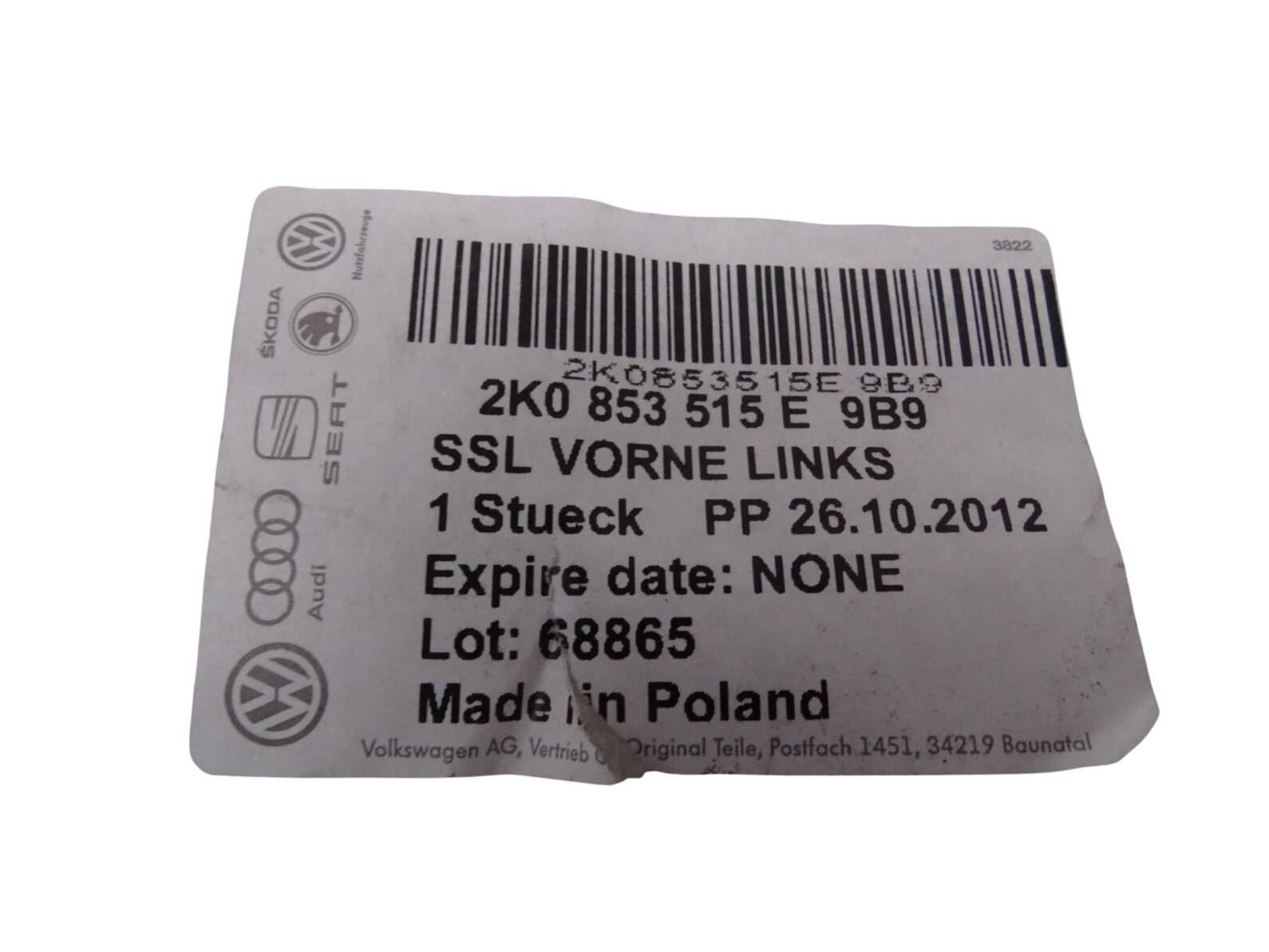 2K0853515E Original VW Caddy 2K Schutzleiste vorne links Neu – Bild 3