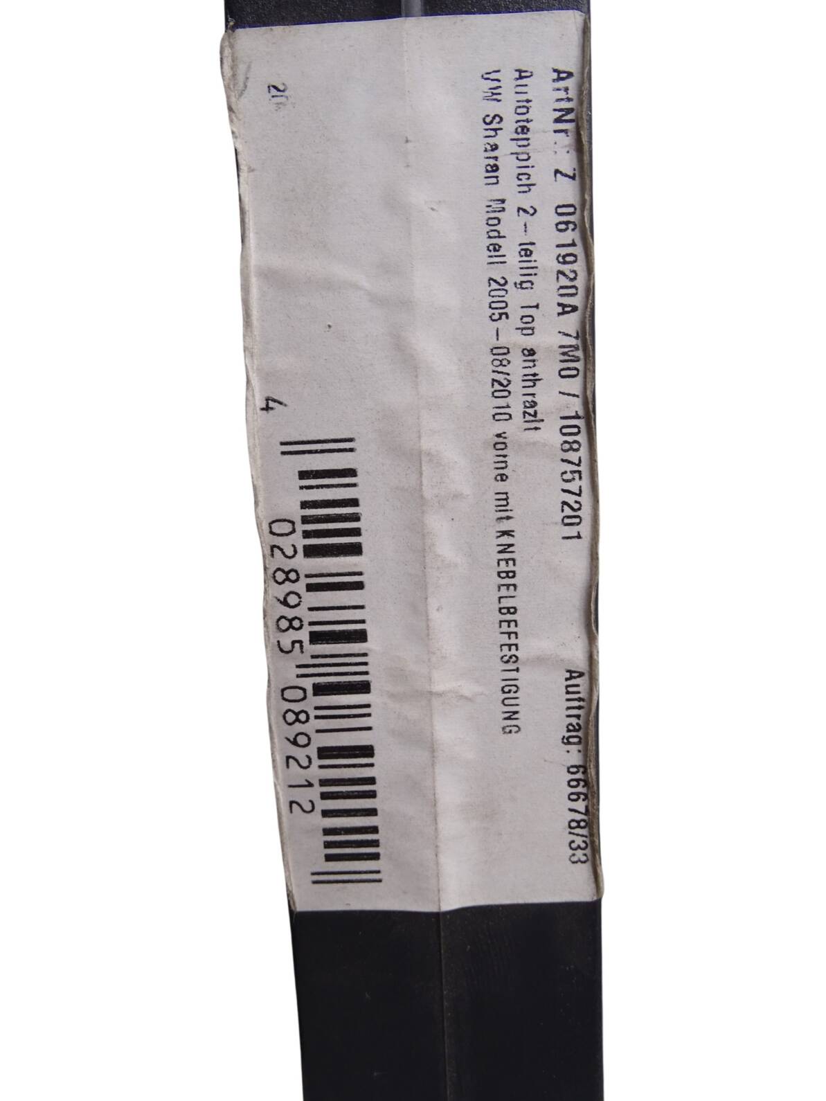 Z061920A 7M0 Original VW Sharan Modell 2005-08/2010 7M Textilmatten Fußmatten vorne links+rechts Anthrazit Neu – Bild 3