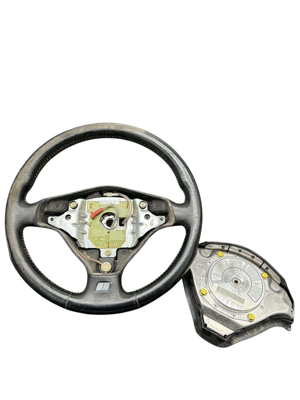 4A0419091AD + 4A0880201F Audi Airbag Leder Lenkrad 3-Speichen S-Line schwarz – Bild 3