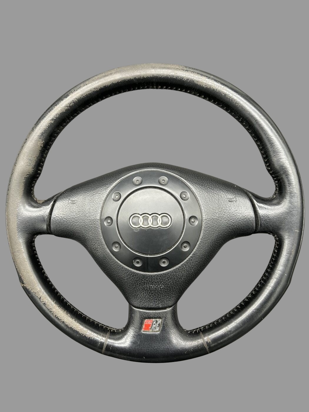 4A0419091AD+4A0880201H Audi 80 Cabrio, Coupe, A4 B5, A6 C4, A8 D2 Sportlenkrad 3-Speichen S-Line Lenkrad schwarz