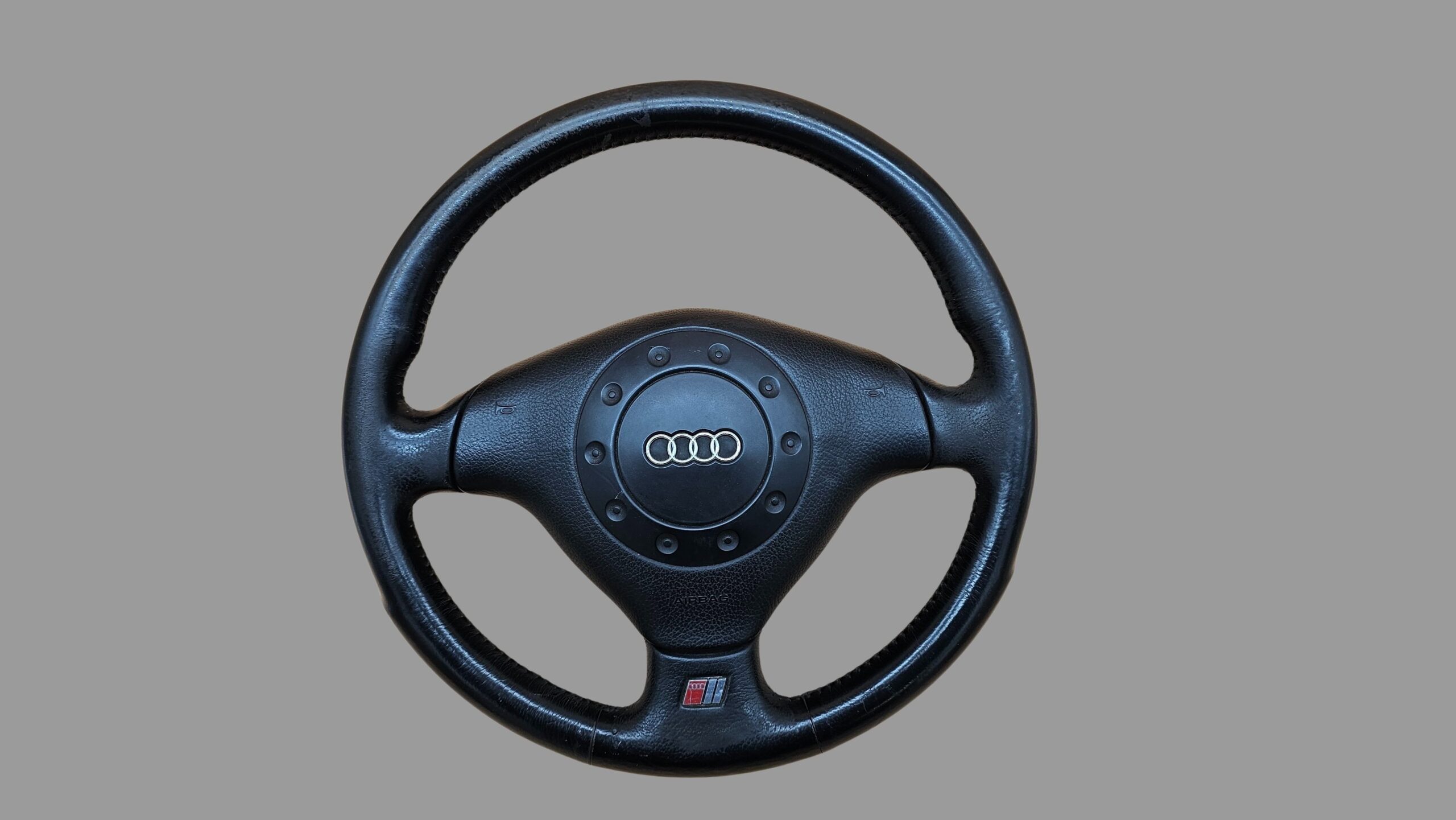 4A0419091AD+4A0880201H Audi 80 Cabrio, Coupe, A4 B5, A6 C4, A8 D2 Sportlenkrad 3-Speichen S-Line Lenkrad schwarz