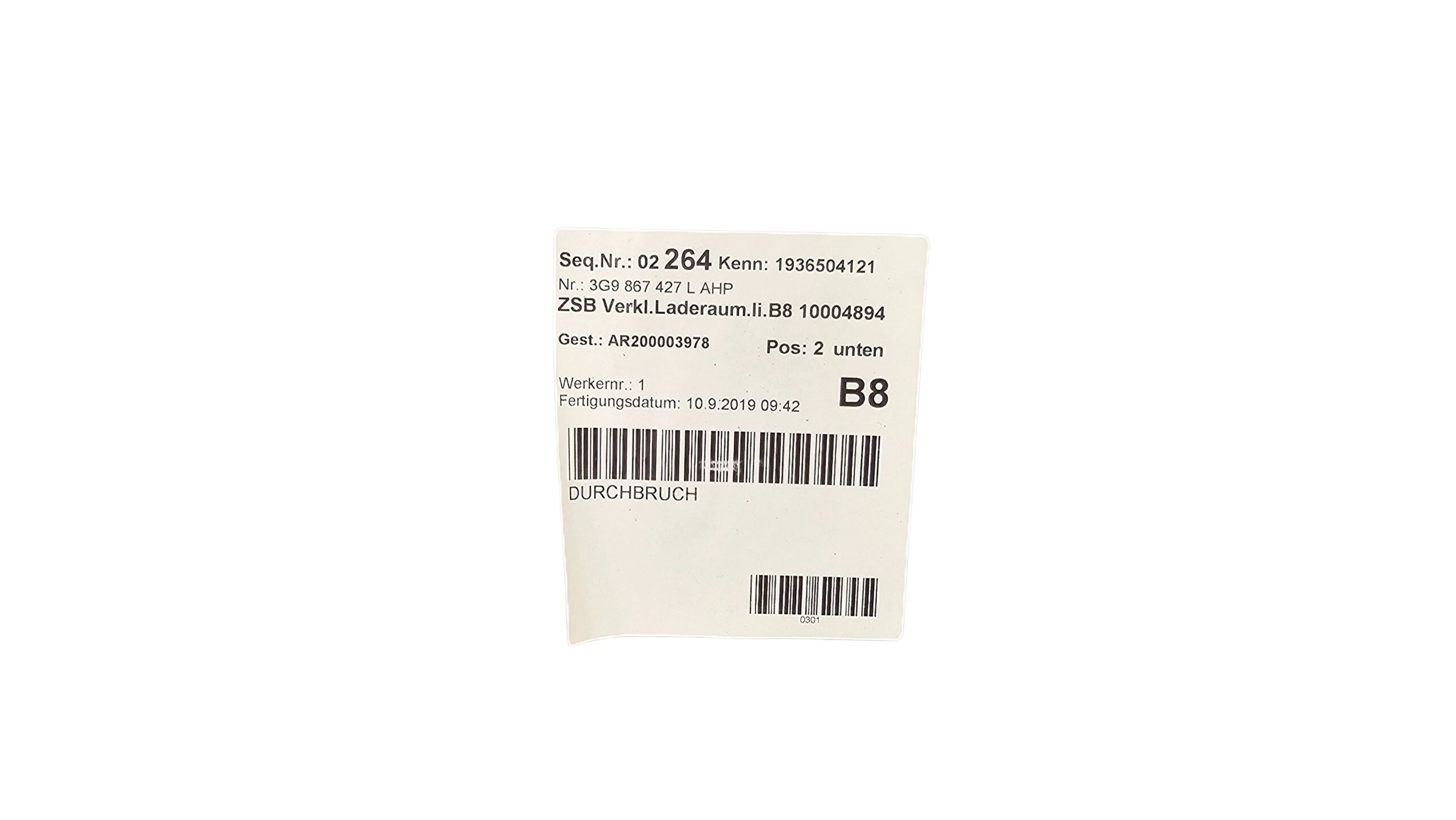 3G9867427L VW Passat 3G B8 Variant Kofferraumverkleidung Links – Bild 7