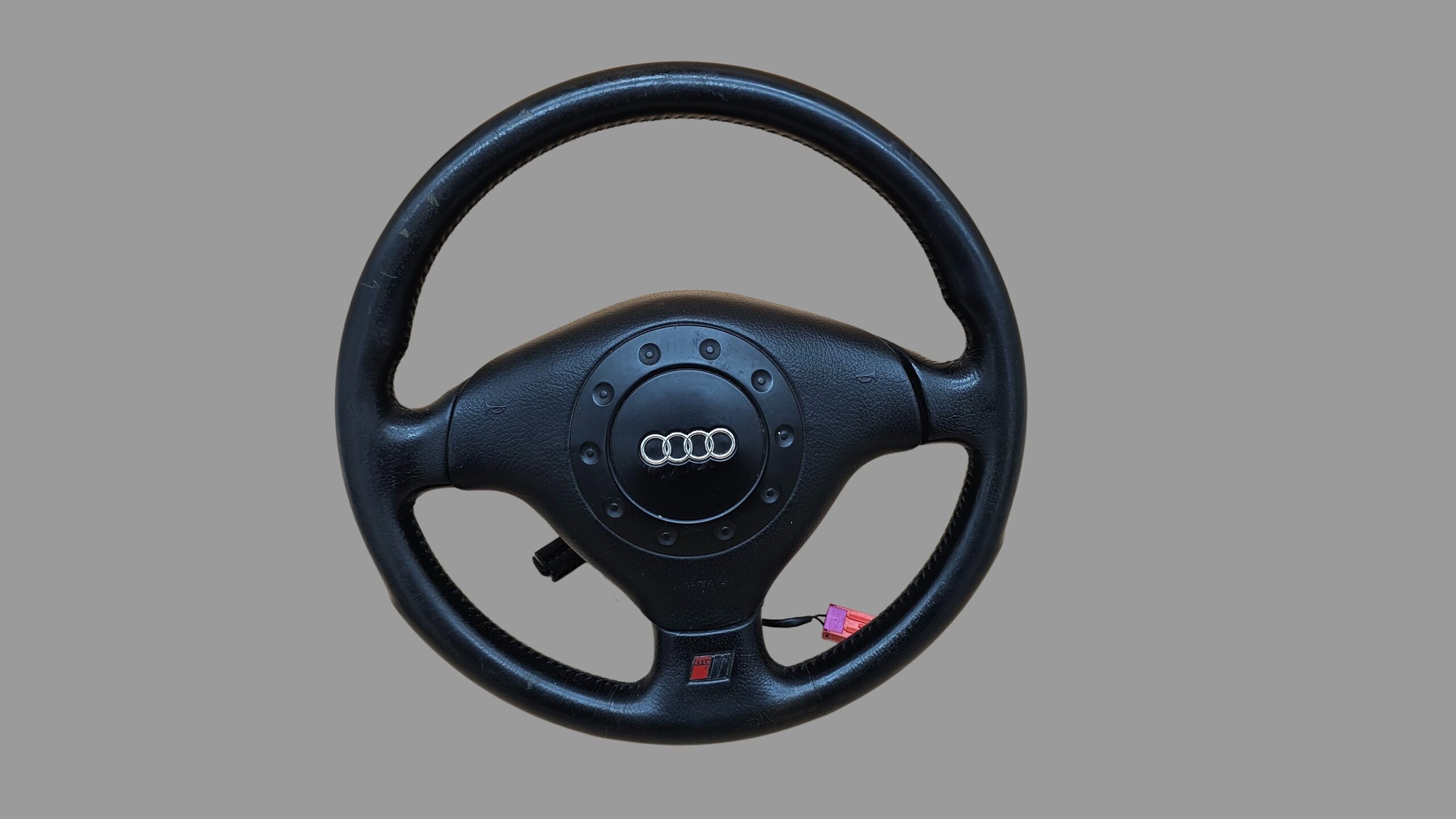 4A0419091BB+4A0880201F Audi 80 Cabrio / Coupe Typ 89 A4 A6 A8 Sportlenkrad 3-Speichen S-Line Lenkrad schwarz