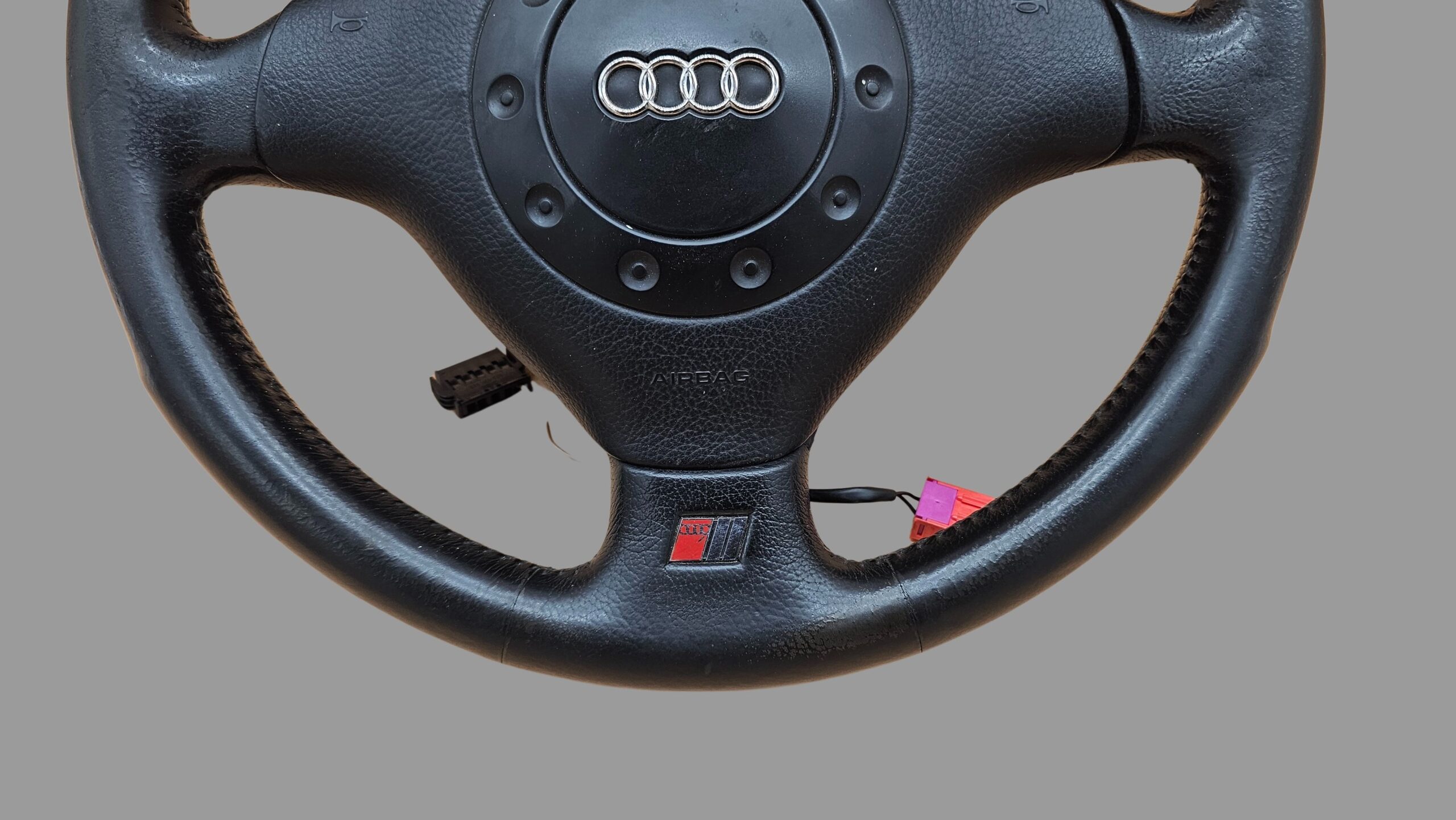 4A0419091BB+4A0880201F Audi 80 Cabrio / Coupe Typ 89 A4 A6 A8 Sportlenkrad 3-Speichen S-Line Lenkrad schwarz – Bild 5