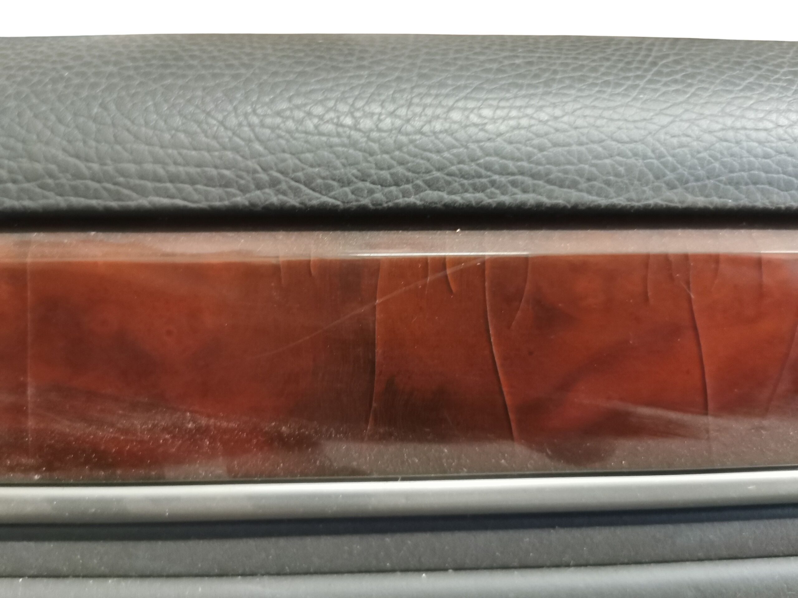 7L6867211 VW Touareg 7L Türverkleidung hinten Links Schwarz Leder mit Holzleiste – Bild 3