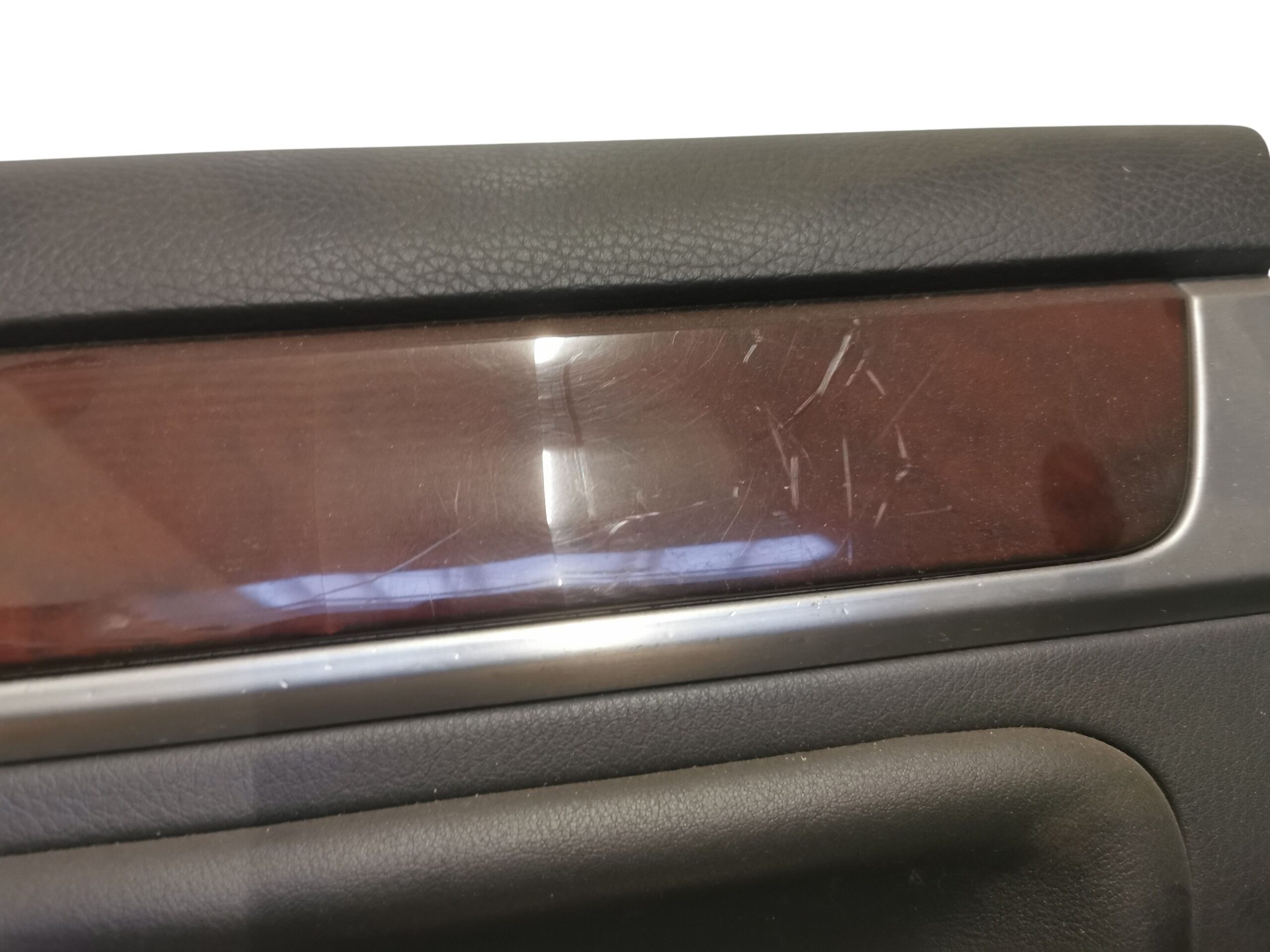 7L6867012 VW Touareg 7L Türverkleidung vorne Rechts Schwarz Leder mit Holzleiste – Bild 3